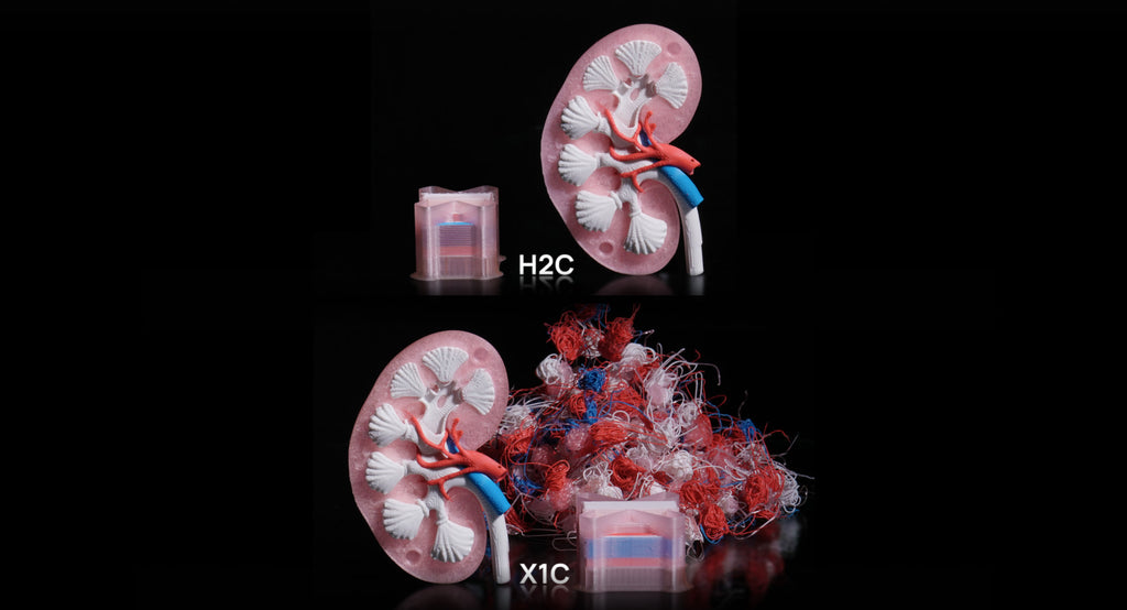 最小限のパージ廃材でマルチマテリアル造形